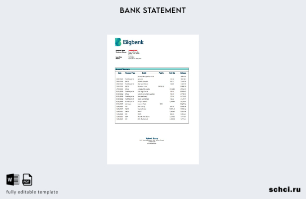 цифровая загрузка шаблона слова выписки из банка Эстонии Bigbank